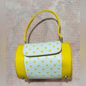 Yellow and White Polka Dot Women's Bag